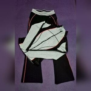 RARE!!!(PH8)Bebe Sport 2-PC HthGrey/Black/Coral Full Zip Jacket & Pants - XS/S.